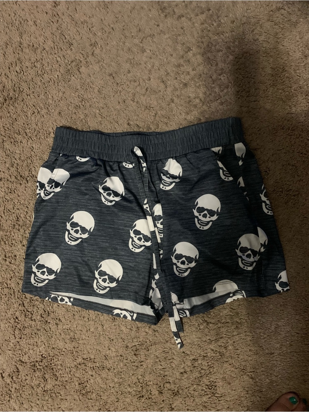 Women’s Navy Skull Print Casual Drawstring Shorts